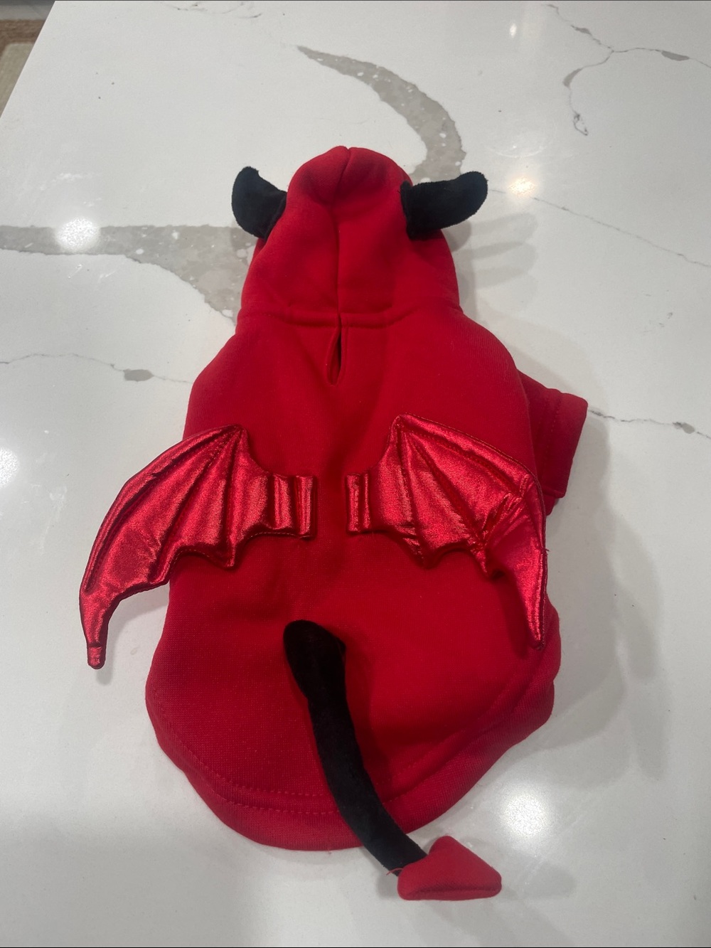 Red Devil Dog Hoodie Costume with Wings and Tail